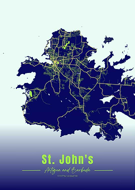 St. John's Antigua and Barbuda Map