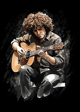 Pat Metheny Playing Acoustic Guitar Illustration