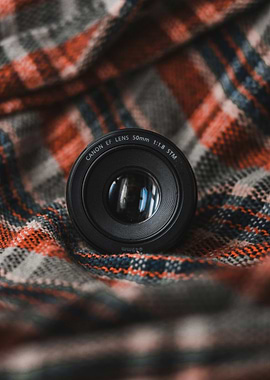 Canon EF 50mm lens on fabric