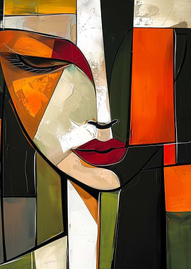 Cubist Woman in Warm Tones