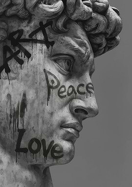 David Statue with Graffiti Art