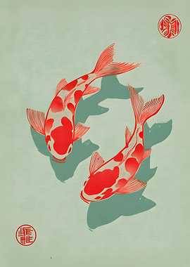 Two Koi Fish Illustration