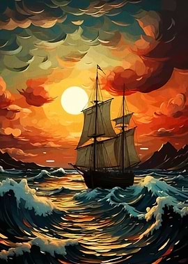 Sailing Ship Sunset