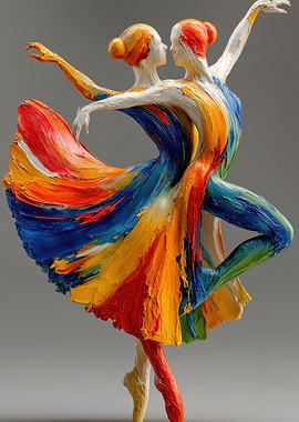 Colorful Abstract Ballet Dancers Painting
