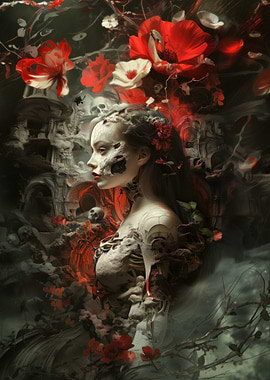 Floral Skeleton Woman