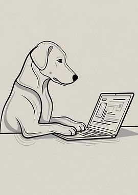 Dog Using Laptop Illustration