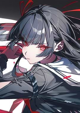 Anime Girl with Red Eyes