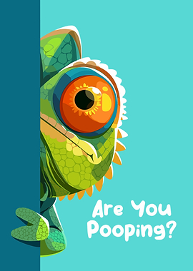 Cartoon Chameleon with Funny Text