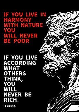 Seneca Quote with Statue Illustration