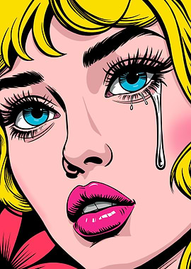 Crying Pop Art Woman