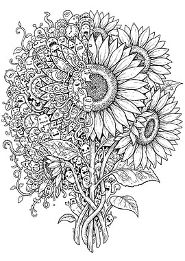 Sunflower Doodle Art