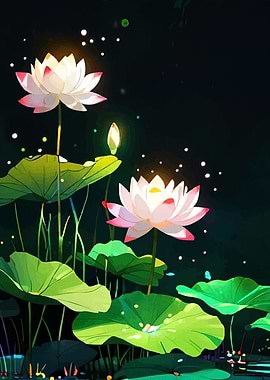 Lotus Flowers Night