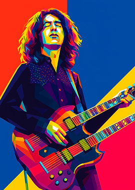 Jimmy Page Colorful Pop Art Portrait
