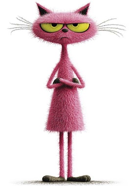 Fuzzy Pink Cat with Attitude