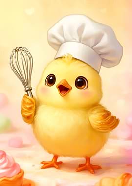 Cute Chick Baker with Whisk
