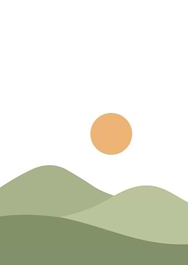 Minimalist Landscape with Sun and Hills