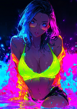 Neon Girl in Water