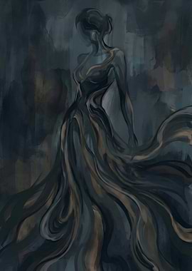 Abstract Woman in Dress Painting