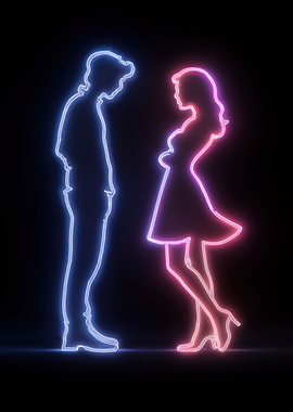 Neon Couple Silhouette