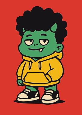 Cartoon Monster with Hoodie