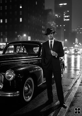Black and White Noir Scene