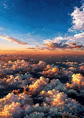 Aerial View of Clouds at Sunset