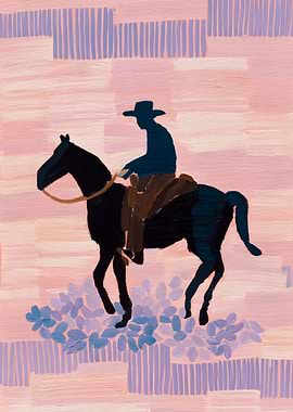 Boho Cowboy on Horse Painting