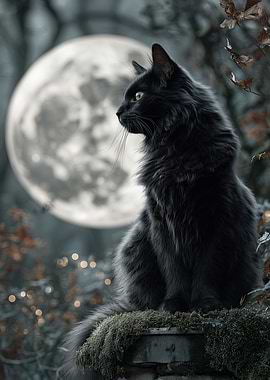 Black Cat and the Moon