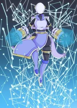 Stylized Character with Energy Weapons