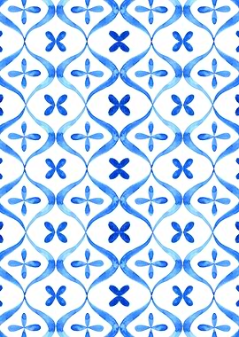 Blue Floral Watercolor Pattern