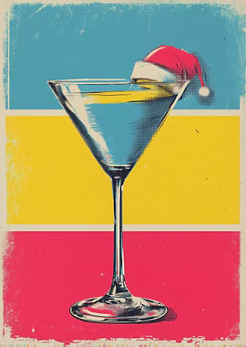 Christmas Martini Retro Art