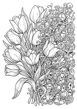 Tulips and Doodle Monsters
