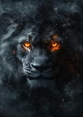 Lion with Fiery Eyes
