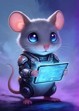 Mouse in Spacesuit with Tablet