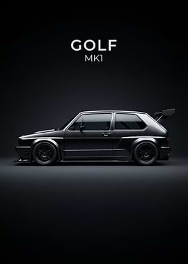 Golf MK1 Car black poster