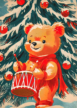 Christmas Teddy Bear Drummer