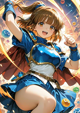 Anime Girl in Blue Armor