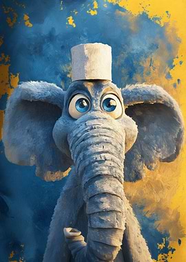 Cartoon Elephant with Hat