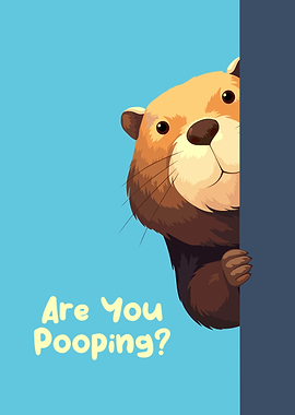 Cartoon Otter Peeking with Funny Text