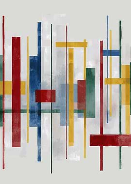 Abstract Geometric Color Block Painting