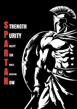 Spartan Warrior Black and White Illustration