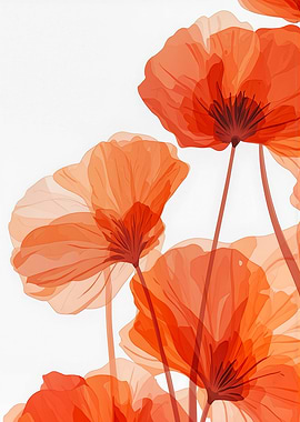 Translucent Orange Poppy Flowers