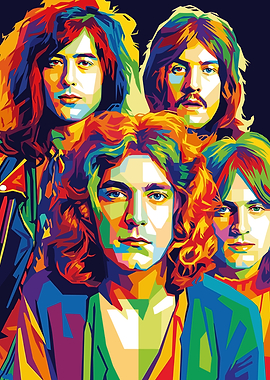 Led Zeppelin Colorful Pop Art Portrait