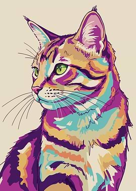 Colorful Cat Portrait