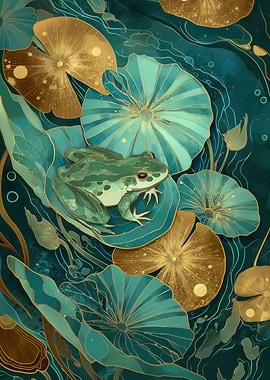 Frog on Lily Pads Art