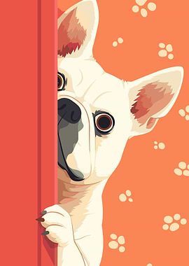 Peeking French Bulldog Illustration
