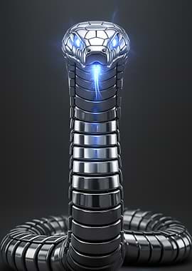 Metallic Cobra with Glowing Eyes