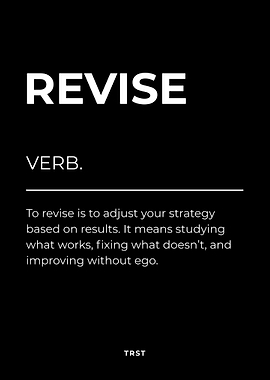 Revise – Minimalist Black & White Poster Motivational Definition Wall Art
