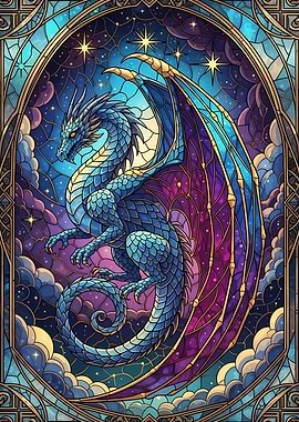 Stained Glass Dragon Art
