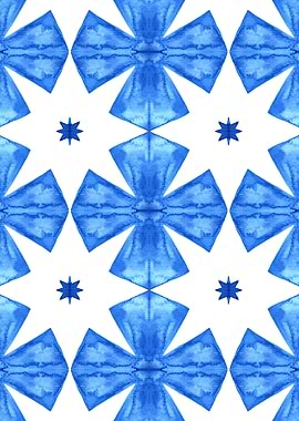 Blue Watercolor Star Pattern